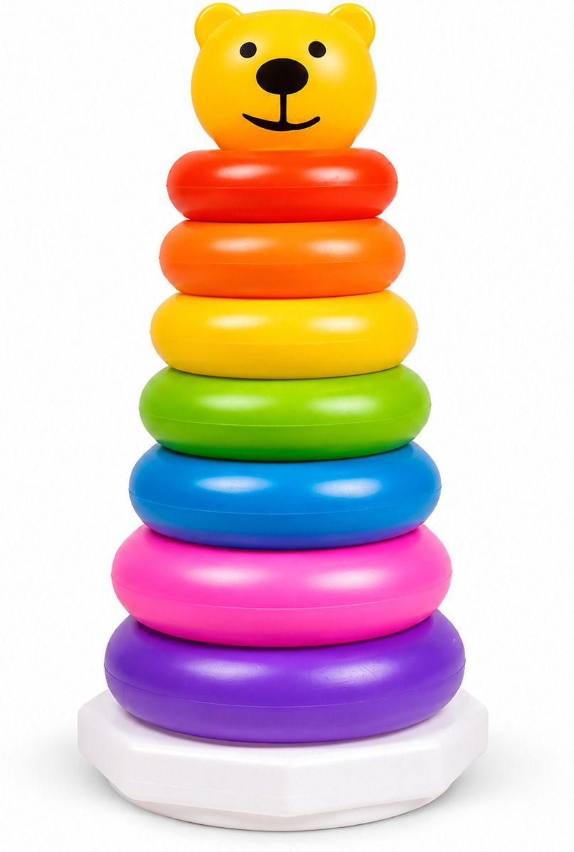 orhan Baby Rainbow Ring Stacker Toy with Teddy Bear Top for Kids-picture-14