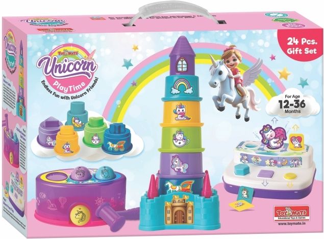 toymate Unicorn Playtime Gift Set - Hammer Toy, Shape Sorter, Pop Up Toy 1-3 Yrs-picture-40