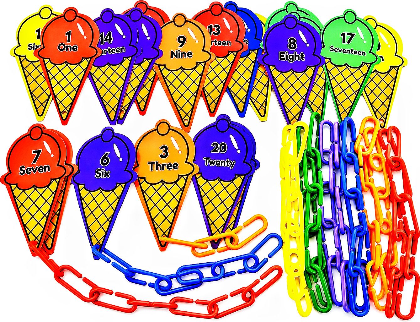 babybundle Ice Cream Number Matching Toy with Chain Links (1-20 Number)-picture-41