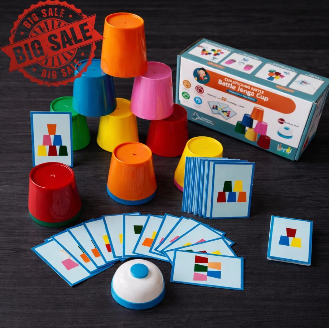 Battle Cup Stacking Game for Kids with Pattern Cards & Bell Game 3+ Years-image-25
