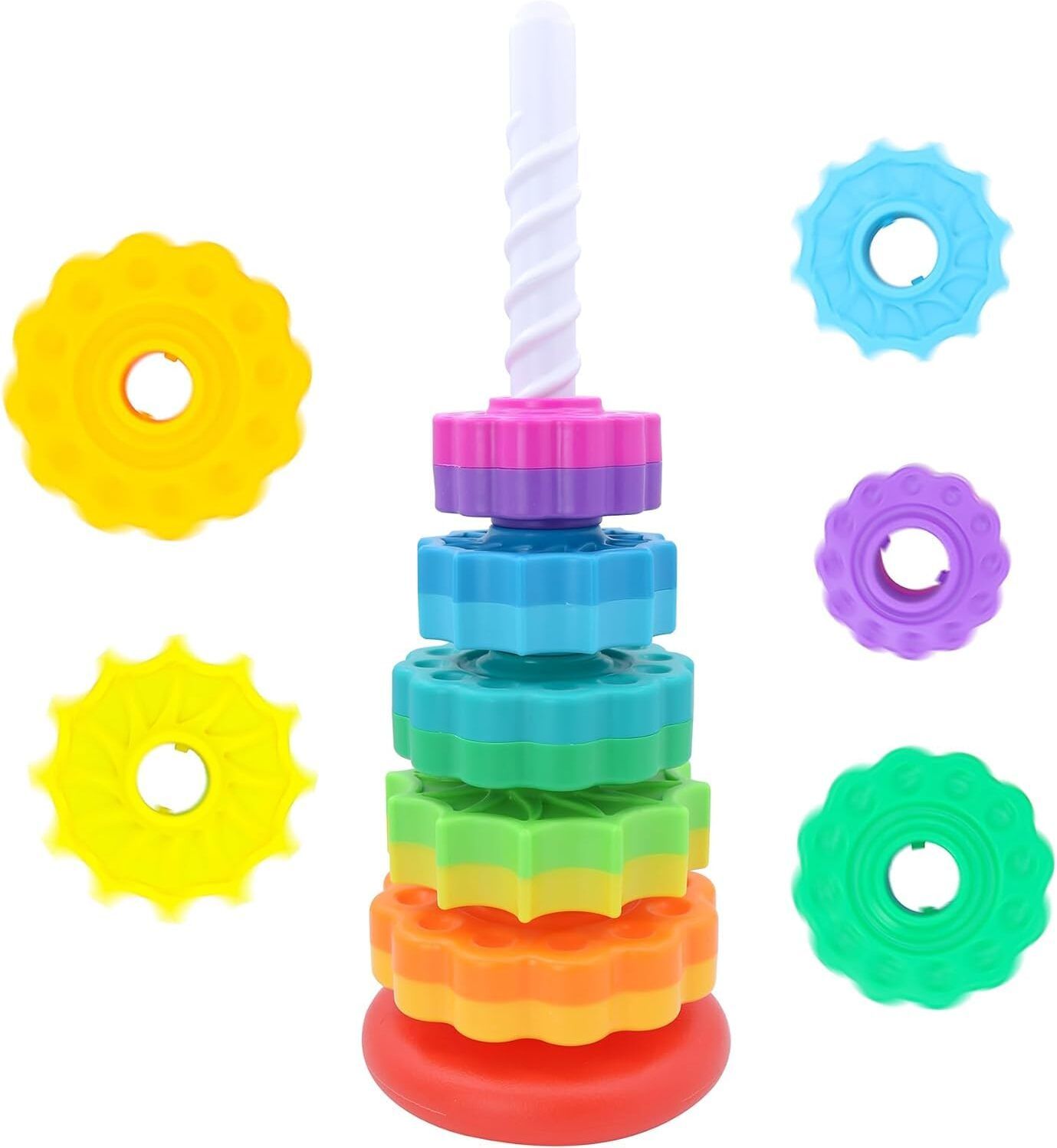 expora Rainbow Spinning Stacking Tower Sensory Development Educational Rings-picture-40