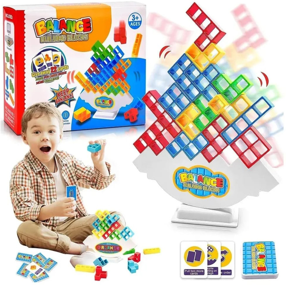 niyamat Tetra Balance Tower Game 48 PCS, Team Stack Attack Game For Kids image 1