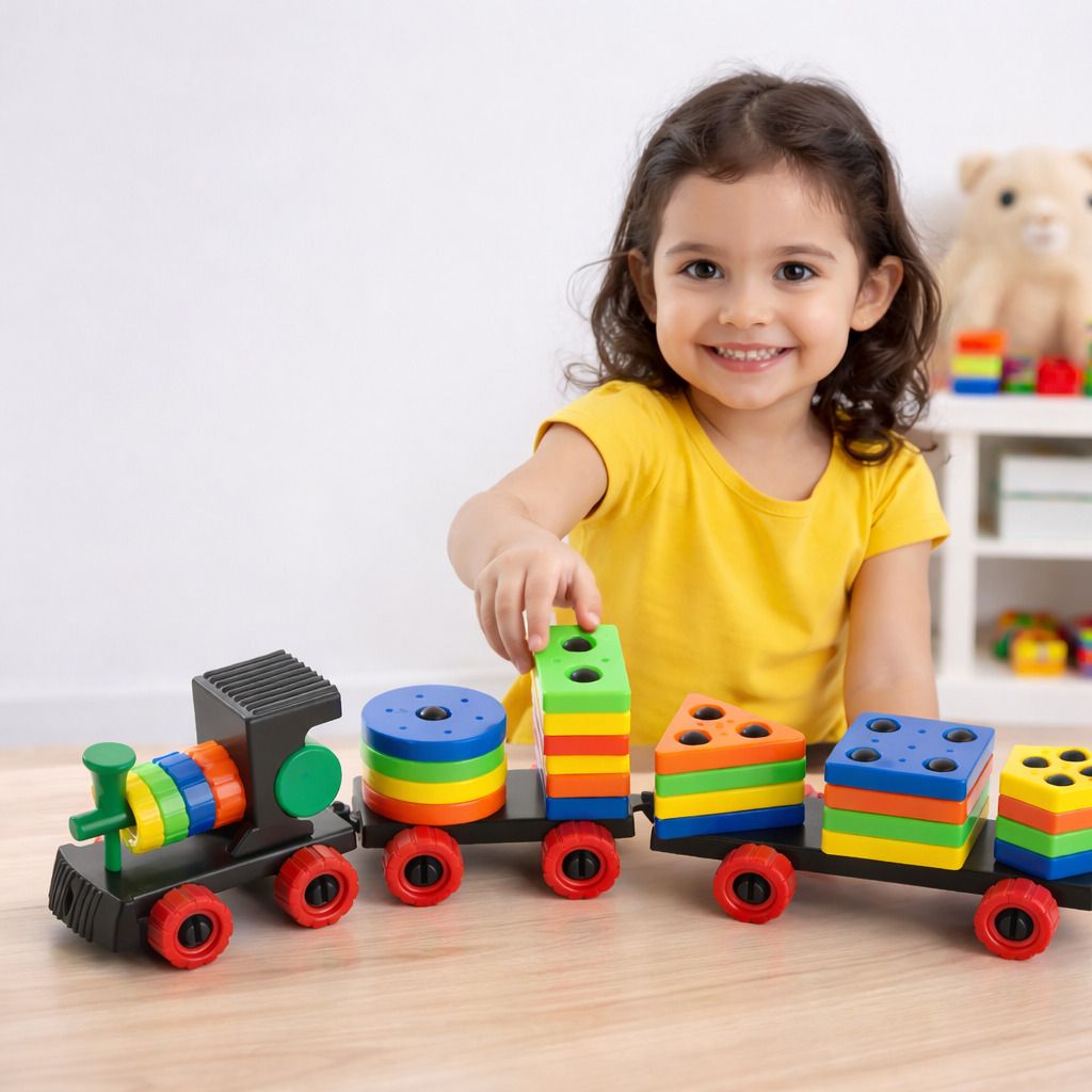 meetul enterprise Geometric Train Shape Sorting Stacking Toy for Kids Learning Puzzle-picture-26