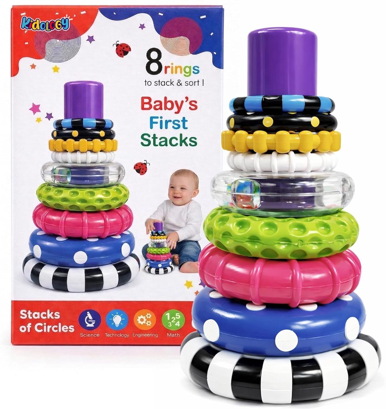 kidology Ring Stacker Baby Toy for 6+ Month Old Baby|Montessori Toy for Kids 6-12 Months-picture-13