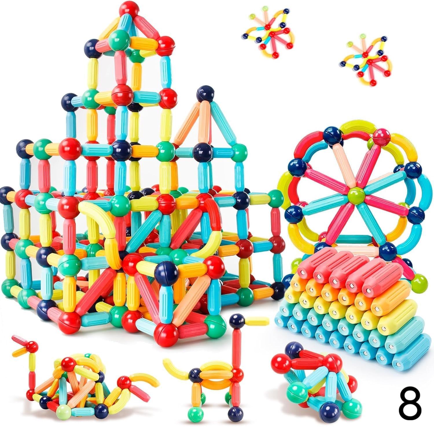 kavana Magnetic Sticks Building Blocks for Kids 25 Piece Toys for Girls Boys, 8-picture-17