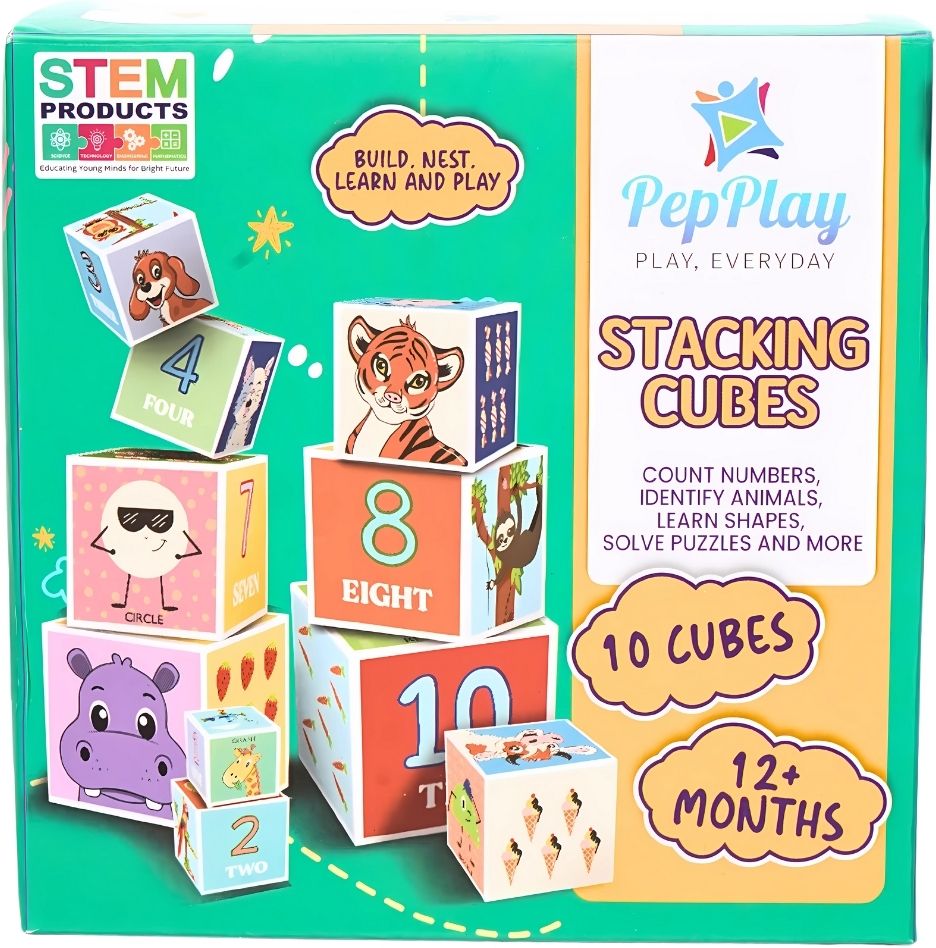 pepplay Stacking Nesting Cubes for Toddlers 1-3 Years 10 Learning Blocks Toy-picture-2