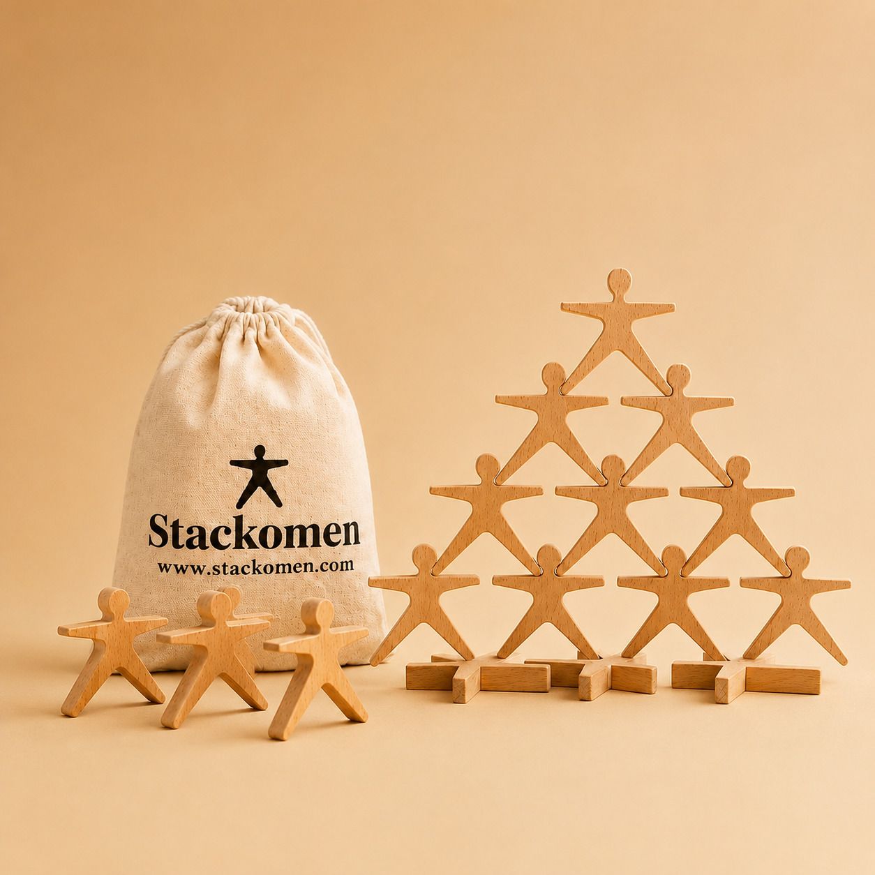 stackomen Wooden Balance Stacking Toy | Eco-Friendly | With Cotton Bag-picture-11