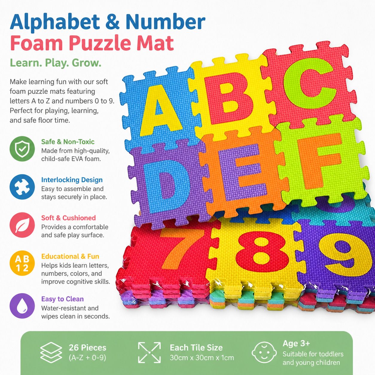 gadgetworld9 Interlocking Puzzle Mat 36-Pcs Mat Alphabet ABC-picture-19