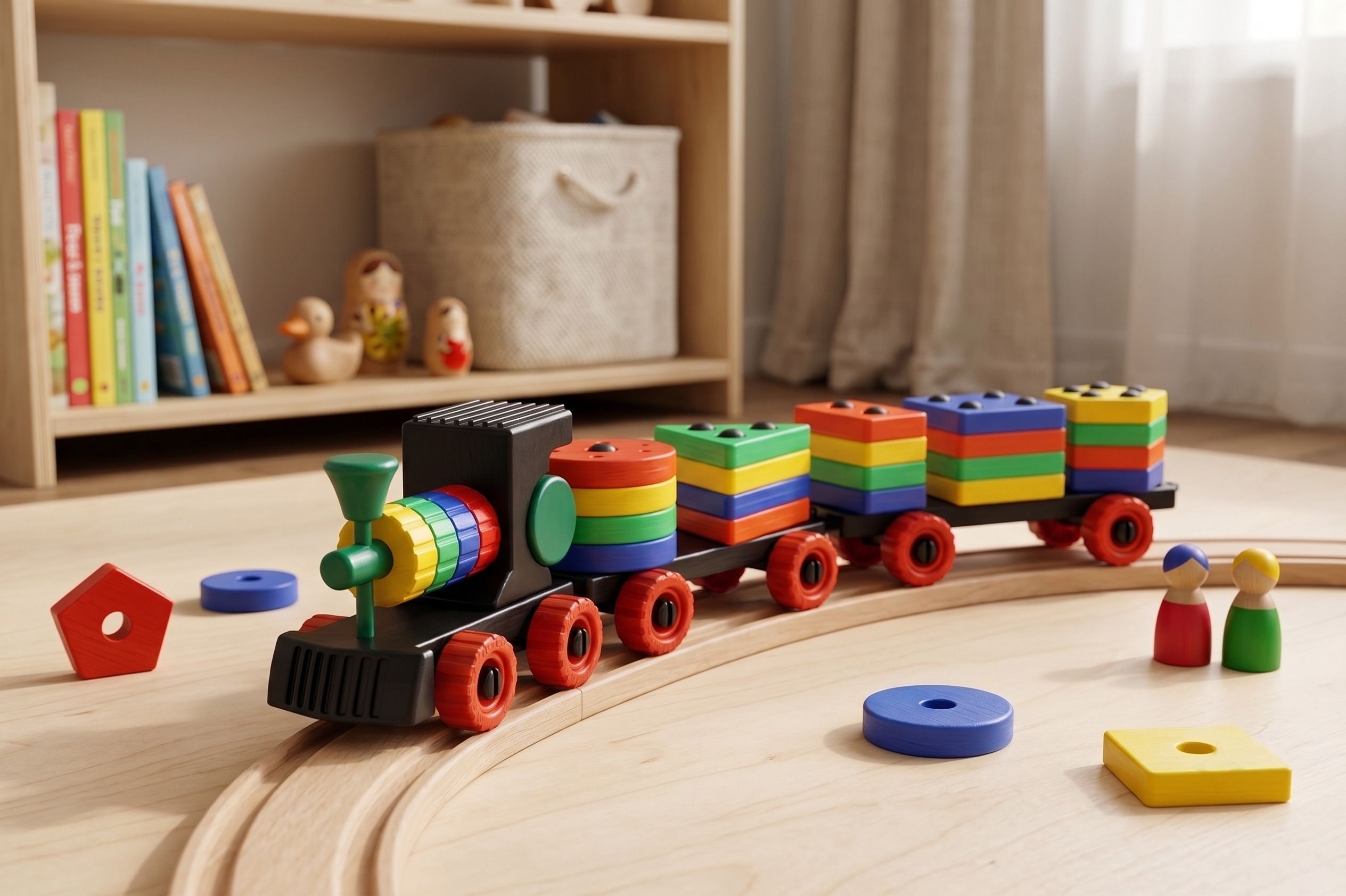 toobil Geometric Train Blocks Shape Sorting & Colour Stacking Toys for Preschool Kids-picture-20