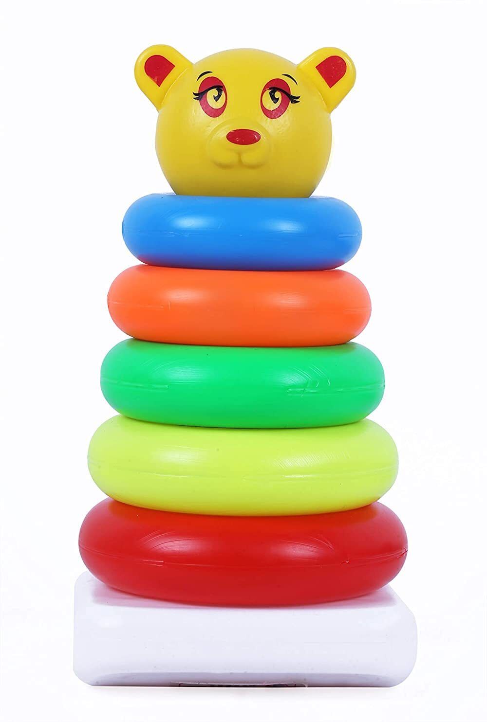 shivay 5 Pcs Stacking Teddy Plastic Rings, Educational Multicolor Tower Set For Kids-picture-14