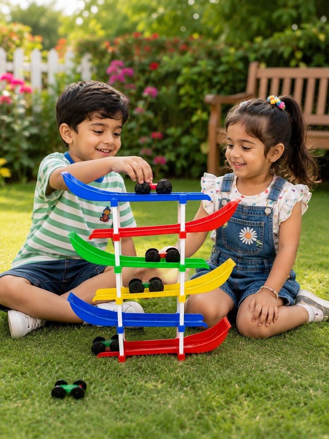 novexa KIDS 6 LAYER RACING RAMP TRACK SLIDING CAR TOY WITH 4 MINI CARS FOR BOYS & GIRLS-picture-28