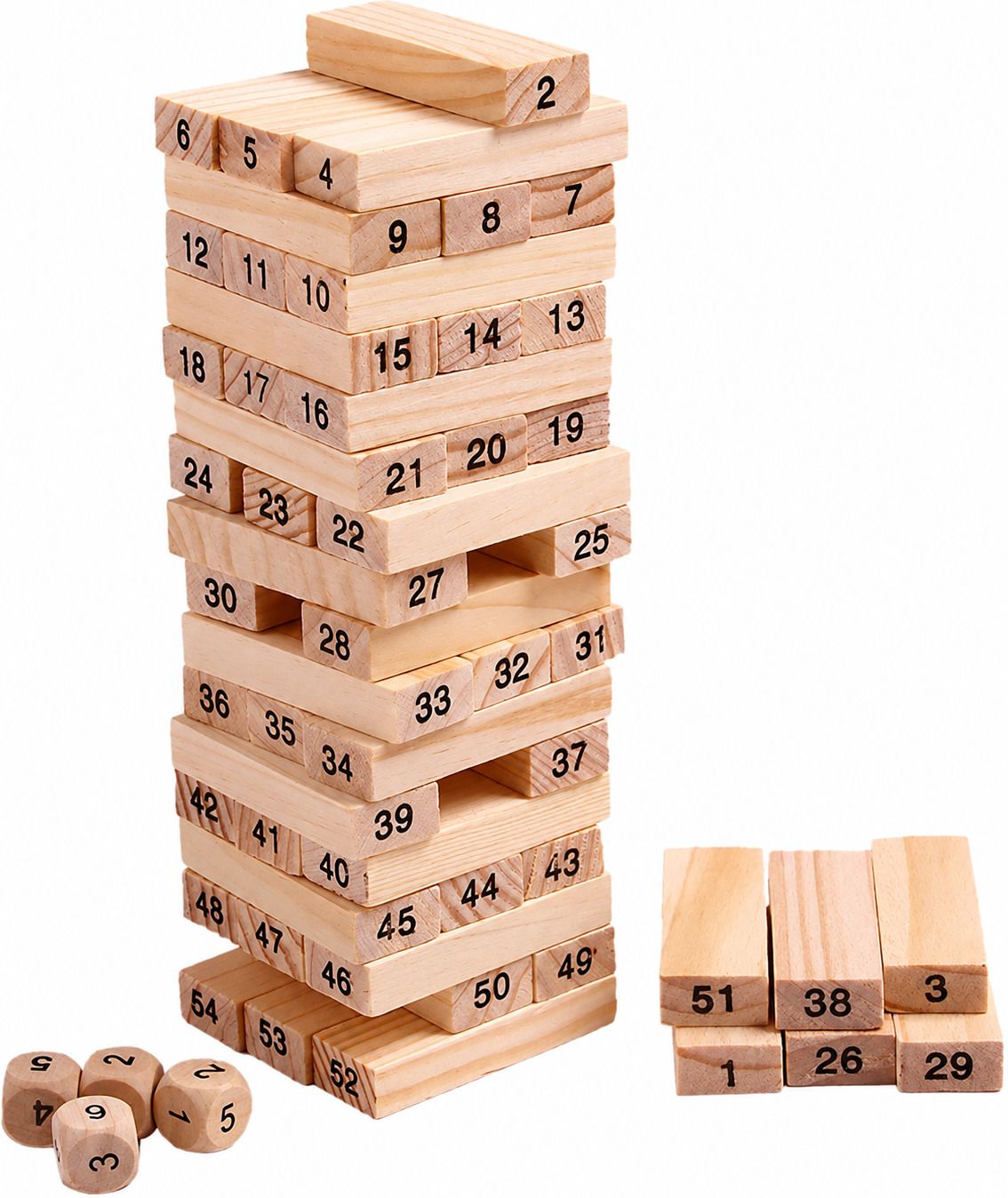 54 Pieces Wooden Tumbling Tower Block Jenga Game-image-25