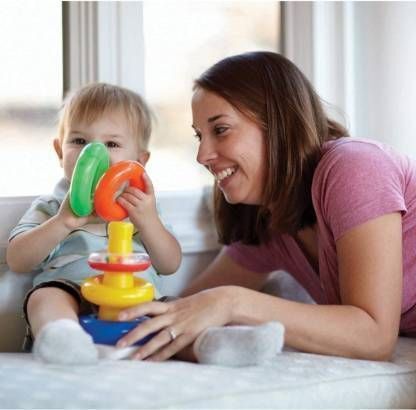 plastic baby stacking rings toy with a teddy/bear topper-image-9