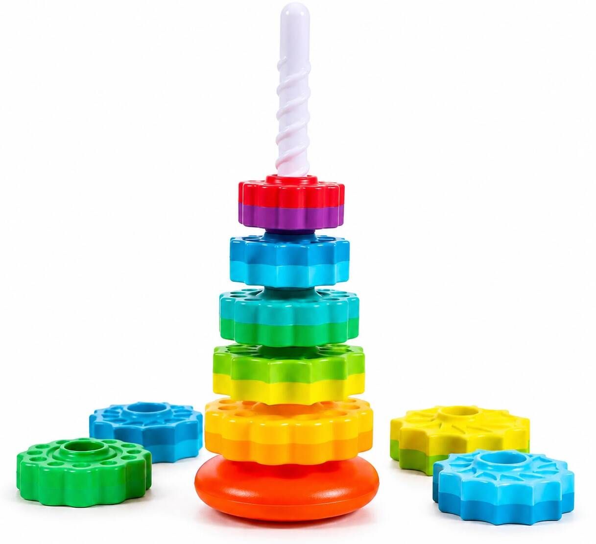 vincenzo toys Rainbow Spinning Stacking Toy for Kids | BPA Free Learning Toy 1+ Baby-picture-14