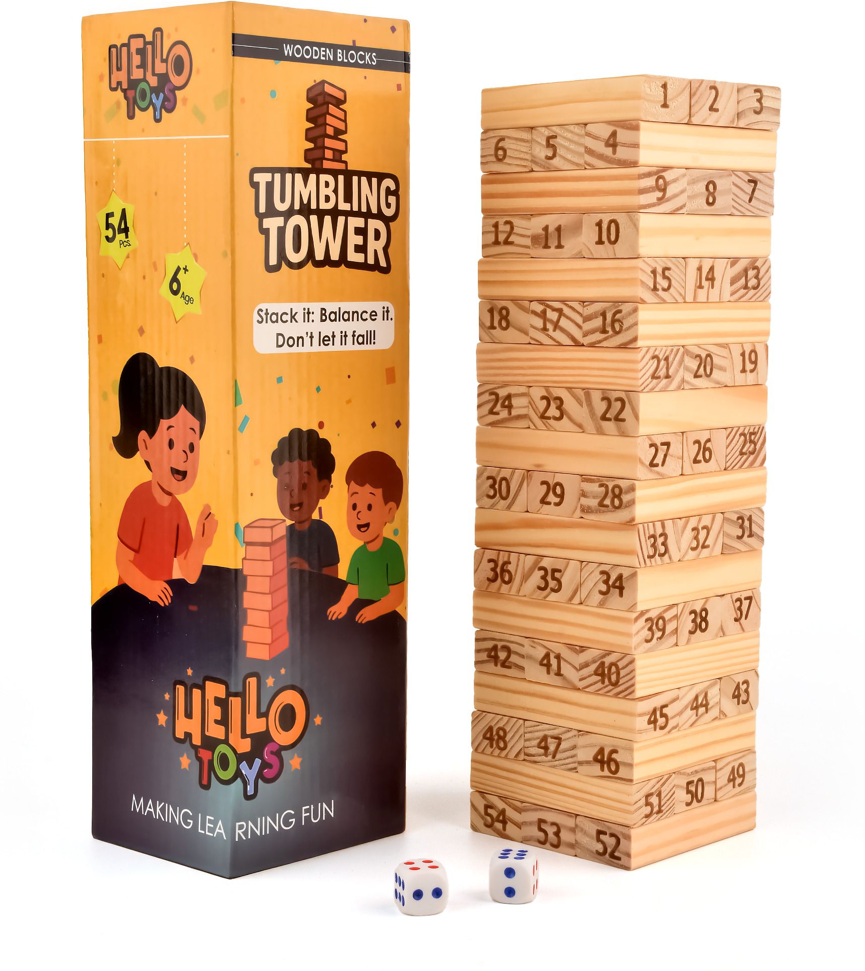 54 WOODEN BLOCKS GAME | TUMBLING TOWER STACKING TOY | KIDS EDUCATIONAL GIFT SET-image-7
