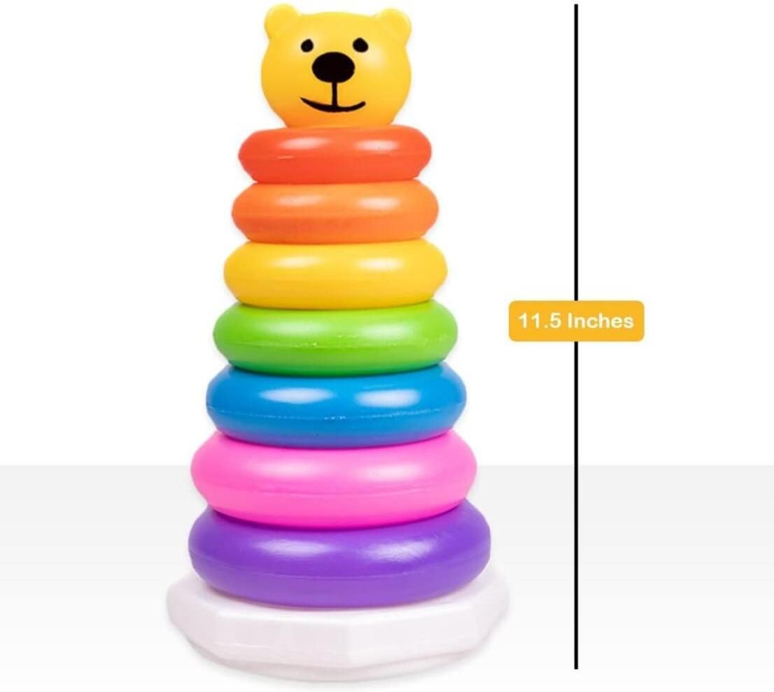 Baby Stacking Rings Toy with Bear Topper – Colorful Stackable Rings-image-9