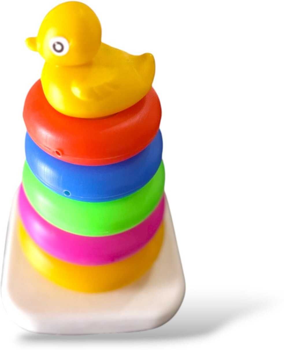 Fun Stacking Rings Toy for Kids | 5 Colourful Stacker Rings with Cute Duck Top |-image-10