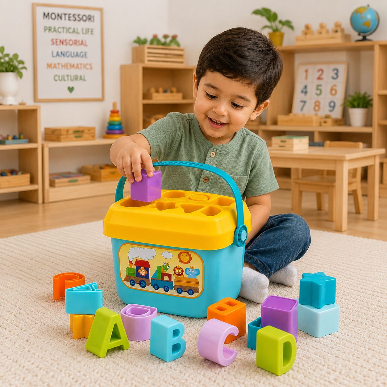 tileez Baby Shape Sorter Bucket Educational Alphabet Learning Toy for Kids-picture-16