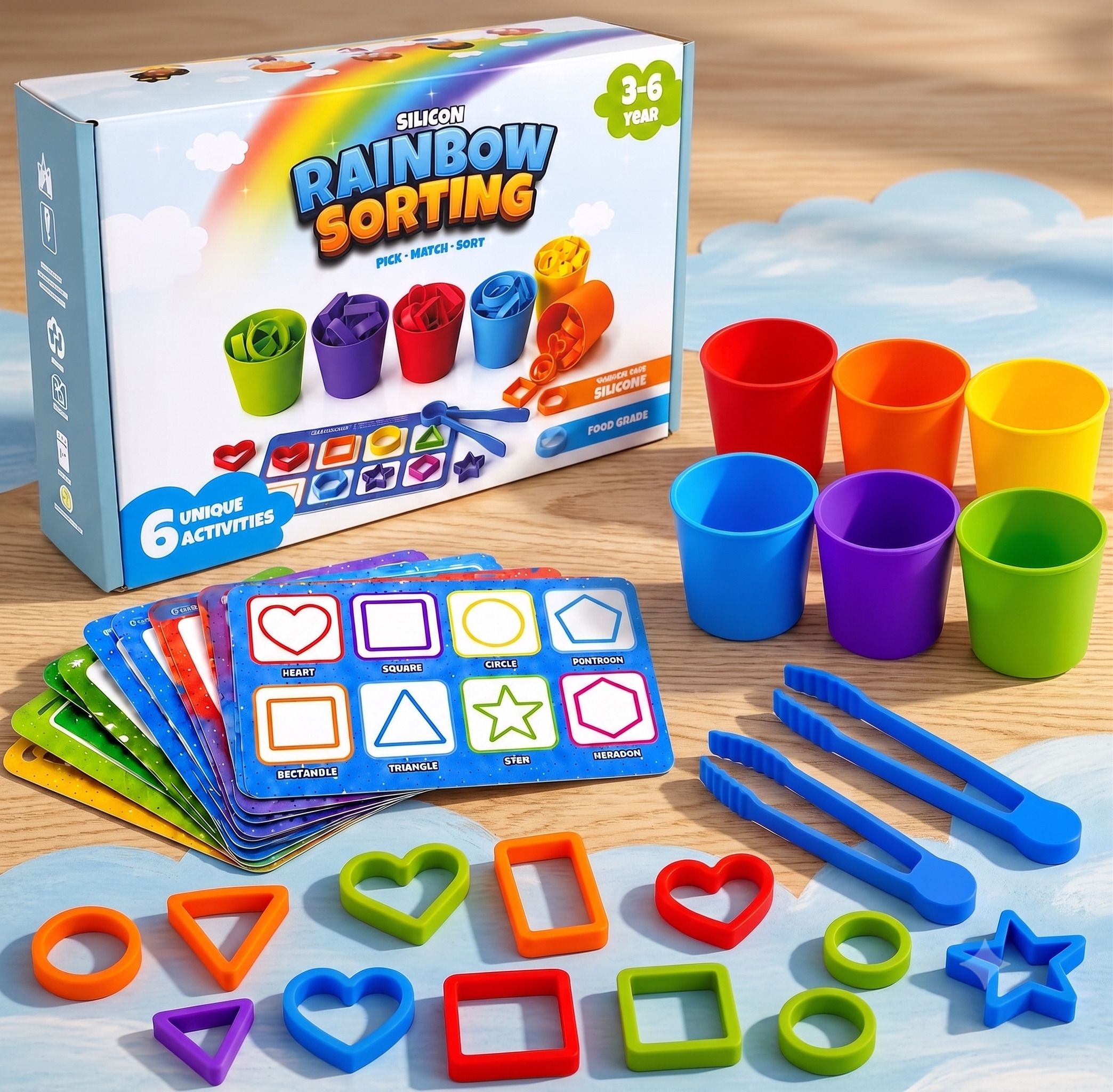 sthofy Brain Boosting Toy Rainbow Sorting Kit for Toddlers Stacking Toys-picture-48