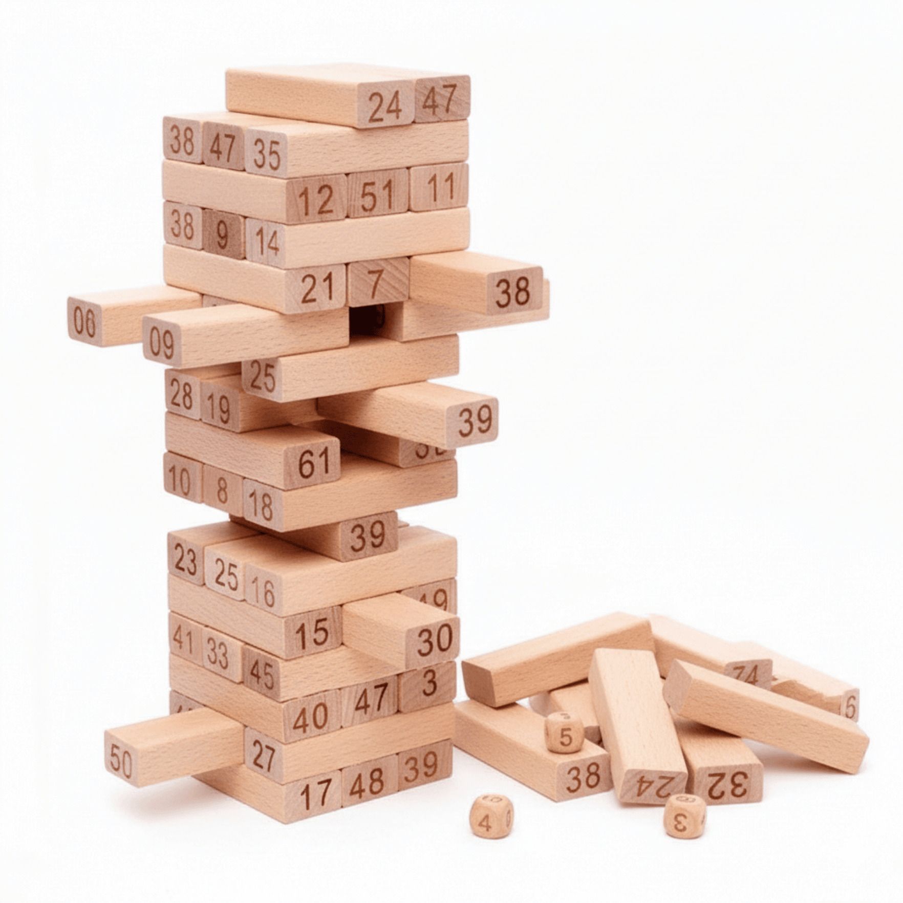 bxe brightx Wooden Numbered Block Tower Game|Strategy Game kids and Adults | 54 Pcs Large-picture-47