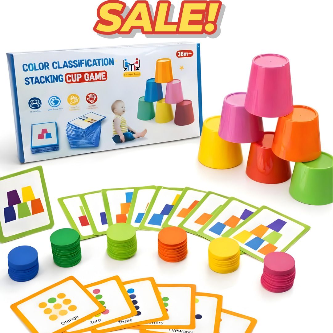 glenston Color Matching & Stacking Cup Game with Pattern Cards for (3+ Years)-picture-26