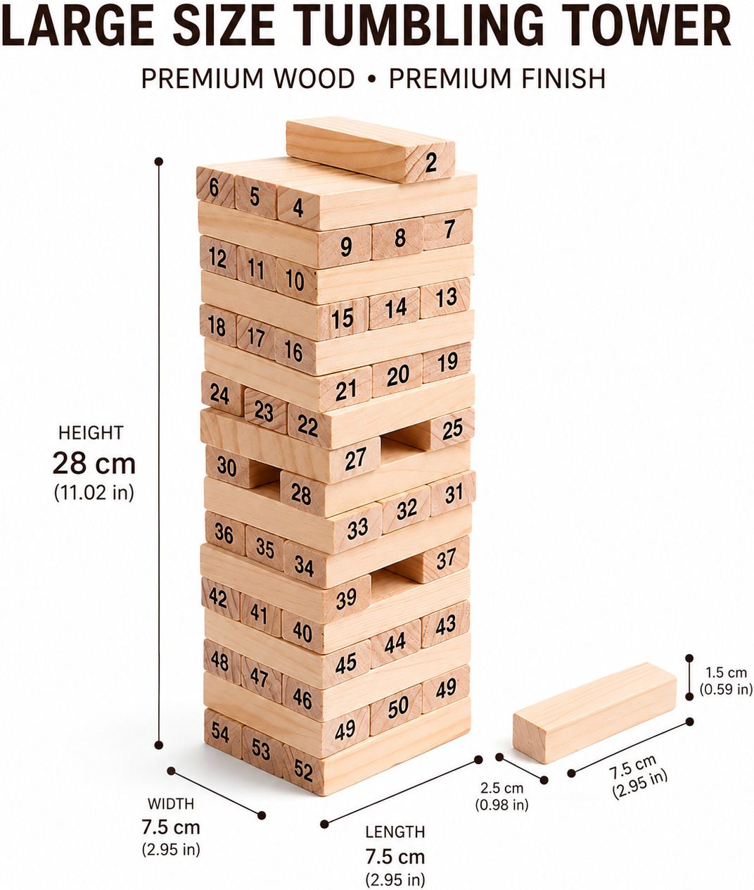 thriveonix Jenga Game 54 Pcs | Wooden Block Game | Tumbling Tower Block for Kids and Adults-picture-18