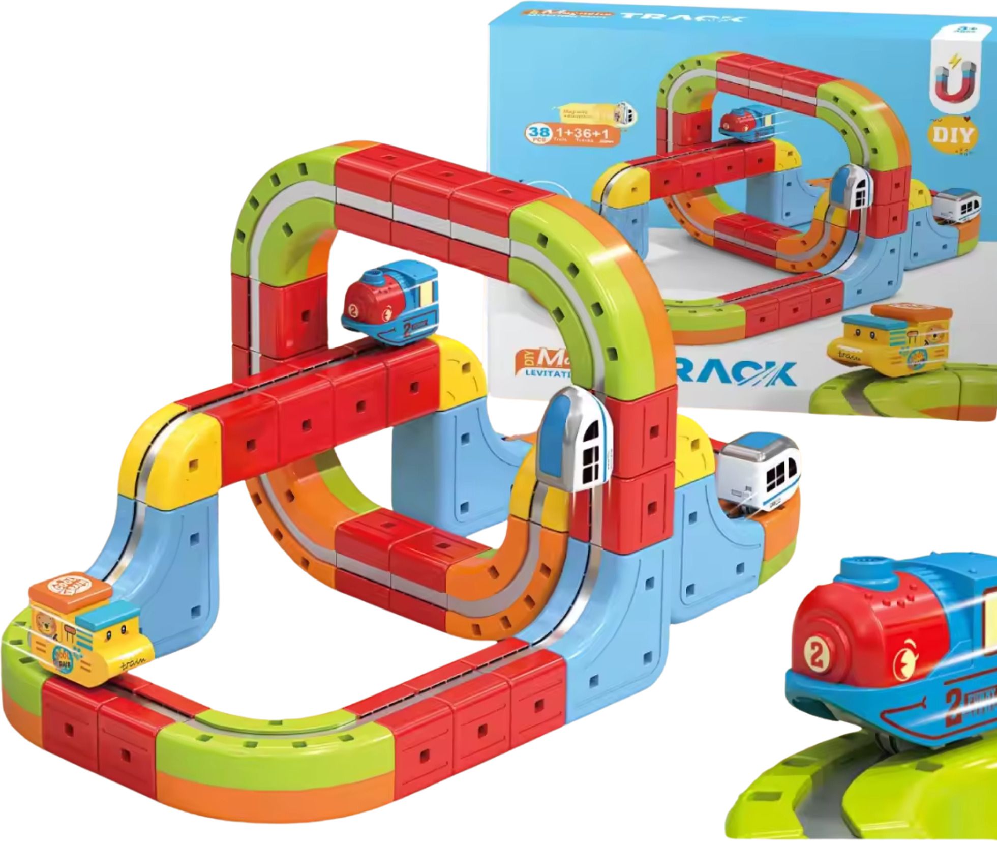 Magnetic Train Track Set 38 Pcs DIY STEM Learning Toy for Kids. 3-13yrs-image-12