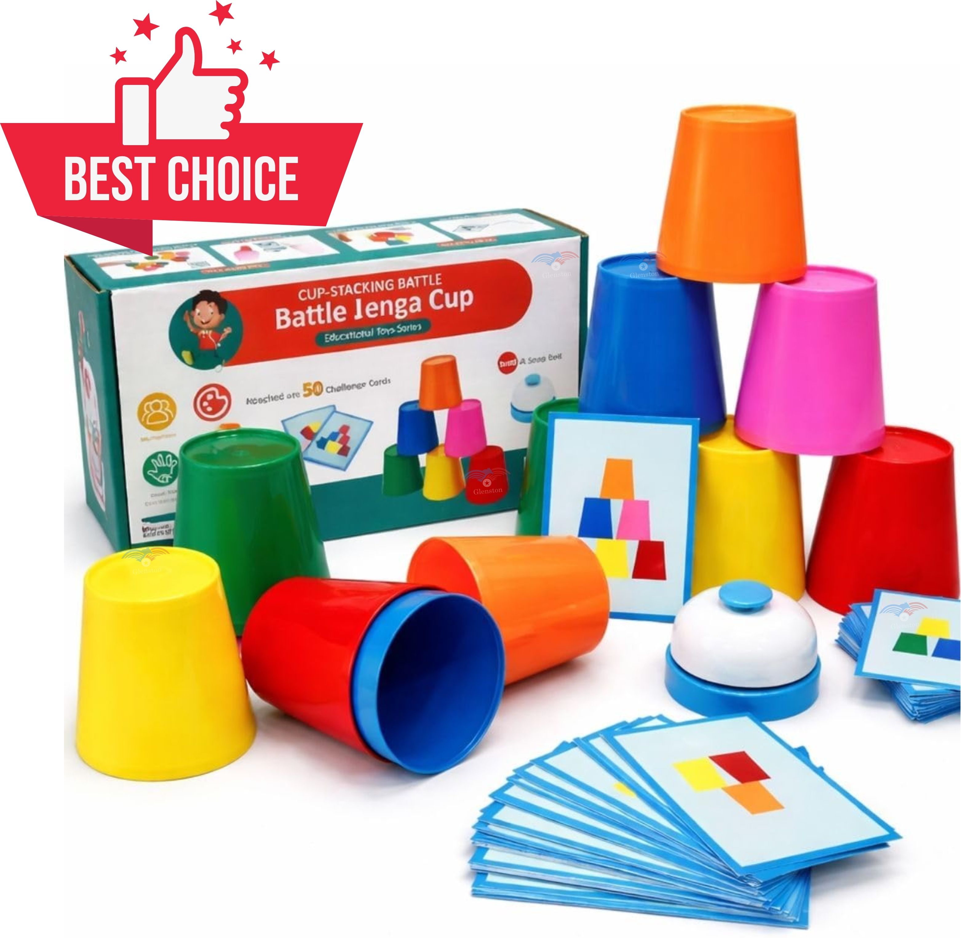 glenston Cup Tower Challenge Board Game with Bell for Kids Learning and Fun Play-picture-19