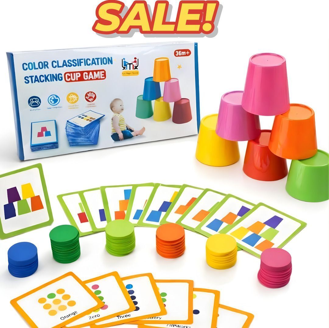 kavonex Color Matching & Stacking Cup Game with Pattern Cards for (3+ Years)-picture-25