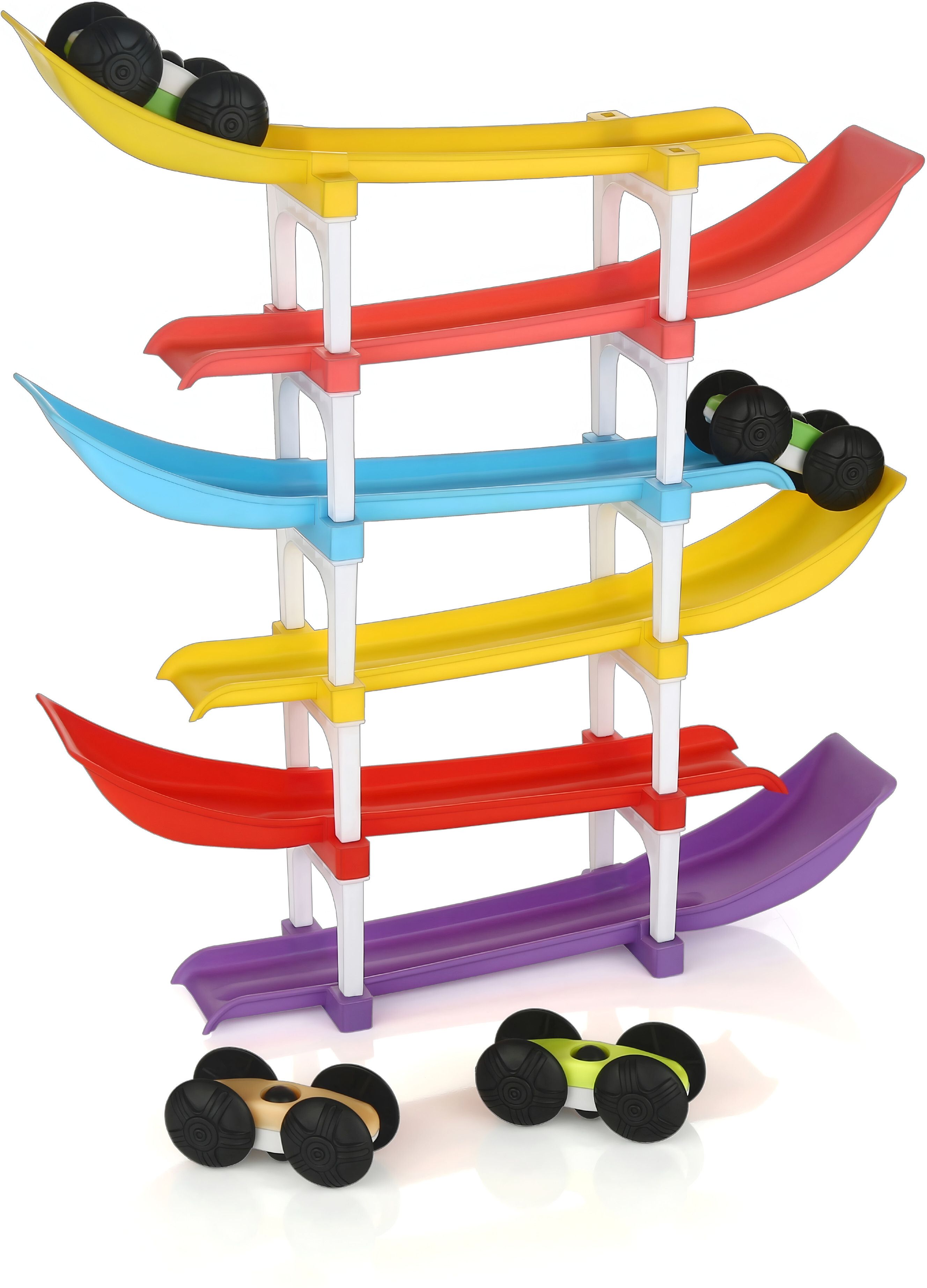 batliboi Racer Ramp Car Sliding Toy 6 ramps & 4 cars for Kids-picture-0