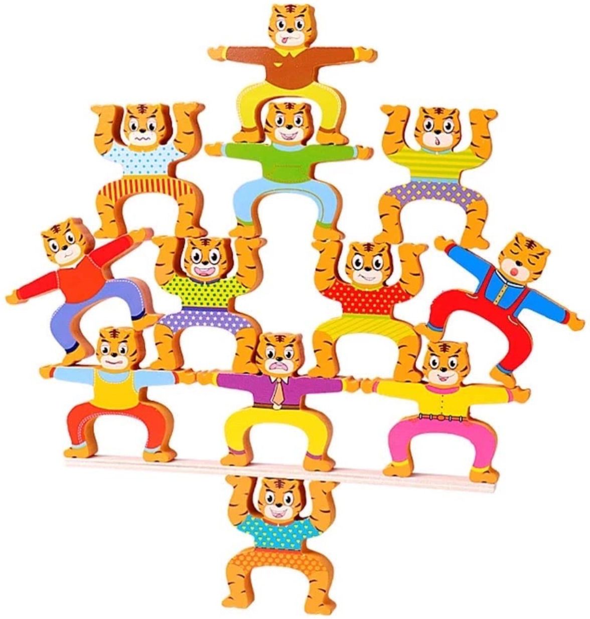 knk infotain Wooden Tiger Balancing Blocks Stacking Toy Montessori Learning Game (16 Pcs)-picture-29