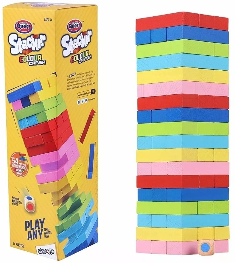 laaliya Wooden Stacking Tower Game - Colorful Balance 54 Blocks Puzzle Toy for Kids-picture-11