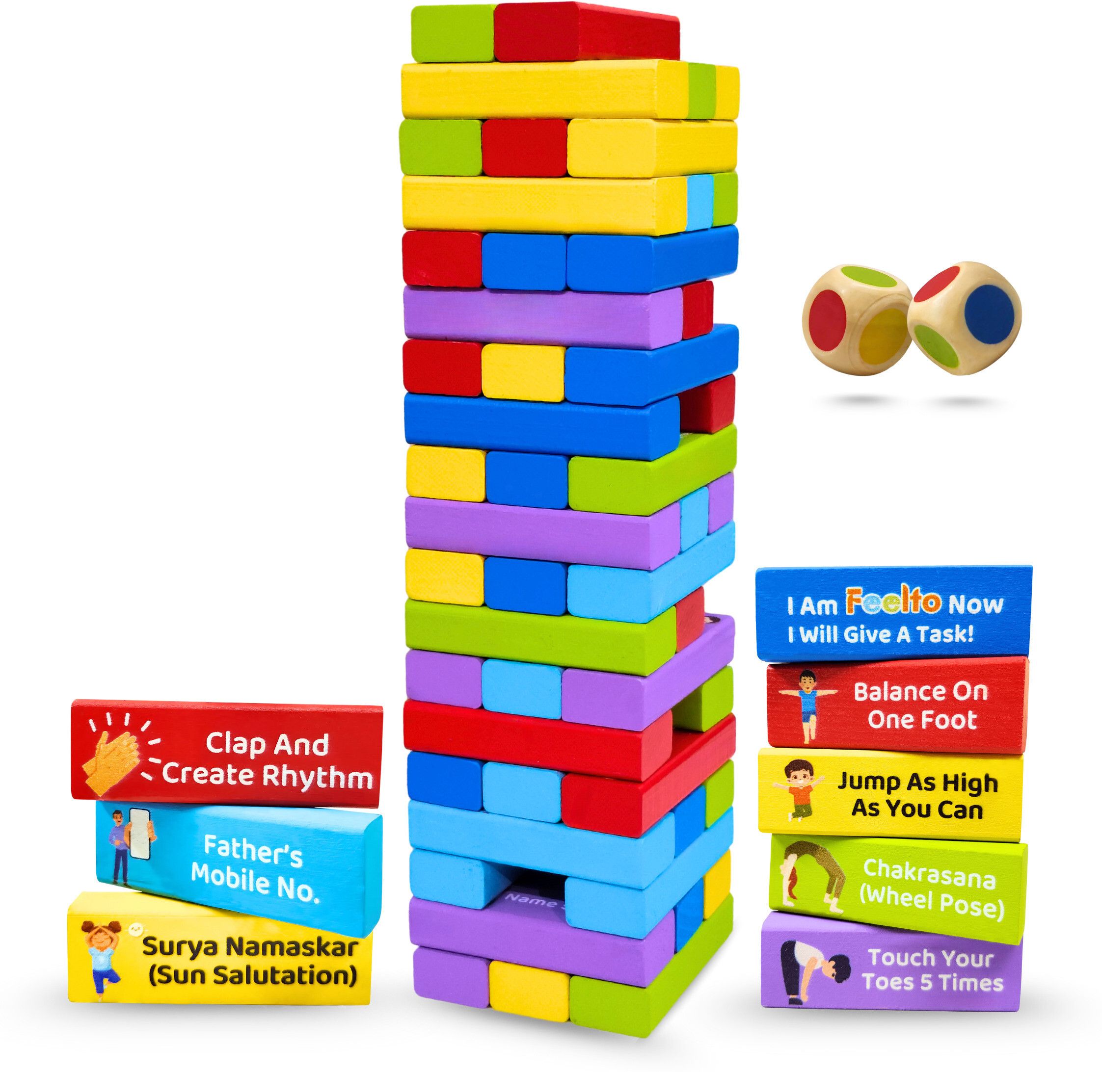 Kids Activity Tower Blocks | 54 Blocks + 2 Dice | Age 3+ Toy Game-image-25