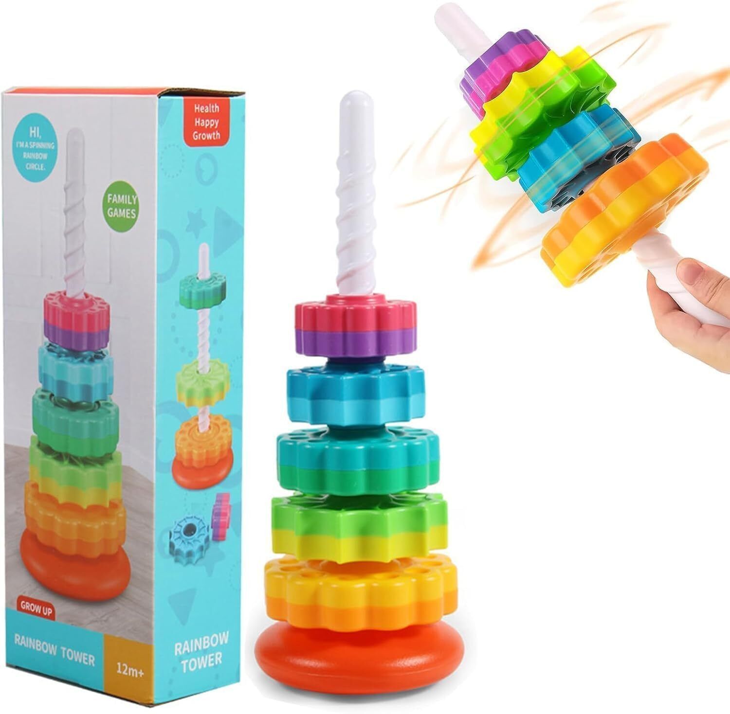 toyonza Colorful Spinning Stacker Toy | Skill Building Toy for Toddlers-picture-16