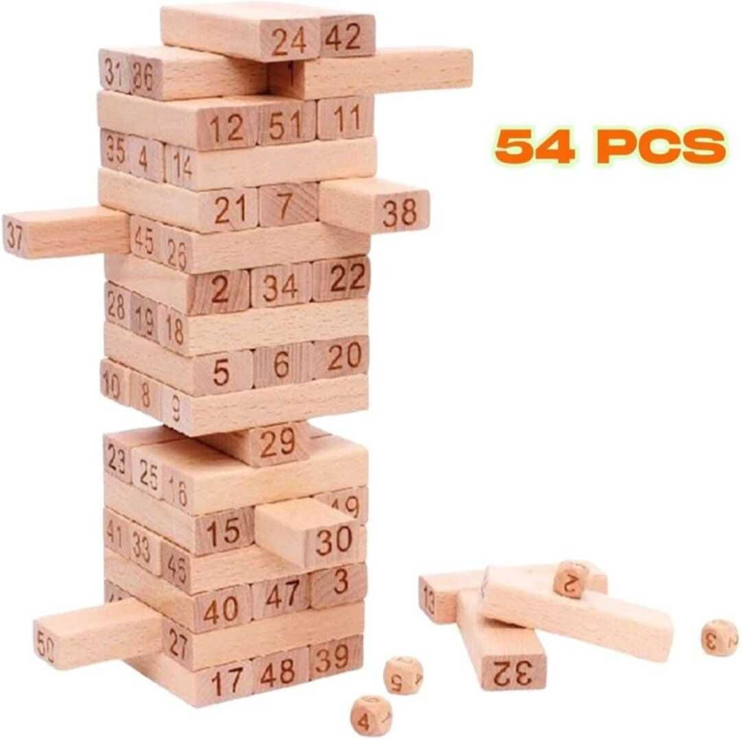 balaji toyes Wooden Jenga Tumbling Tower Game with 54 Pieces Puzzle Blocks for Kids-picture-31