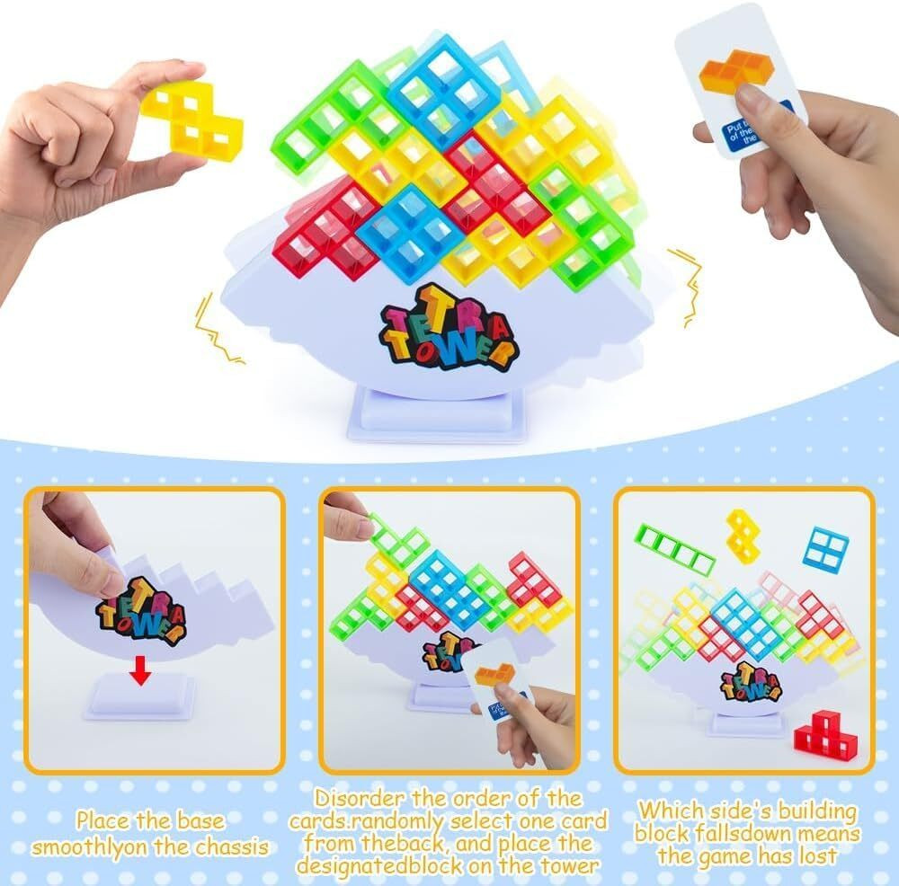 rrcollection Stacking Game 16 Pcs Stack Tower Tetra Tower Child Balance Building Block image 1