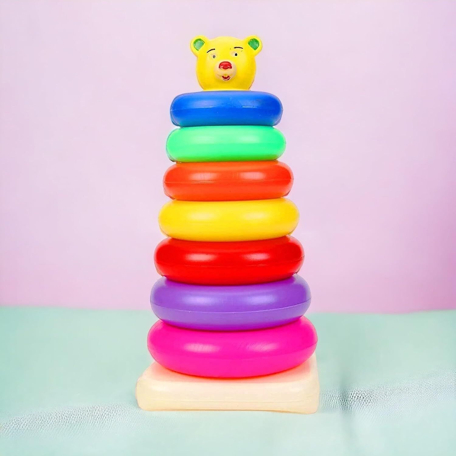 muzic 7 Ring Stacking Toys Teddy Rings New Born Rock-A-Stack Toddler-picture-24