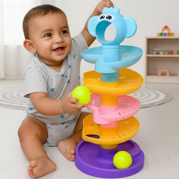Baby 5 Tier Spiral Tower Toy | Learning Rolling Ball Toys for Toddlers-image-12