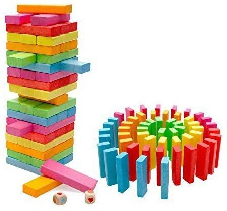 54 Pcs Multicolor Educational Wooden Stacking Tumbling Tower Domino Blocks-image-26