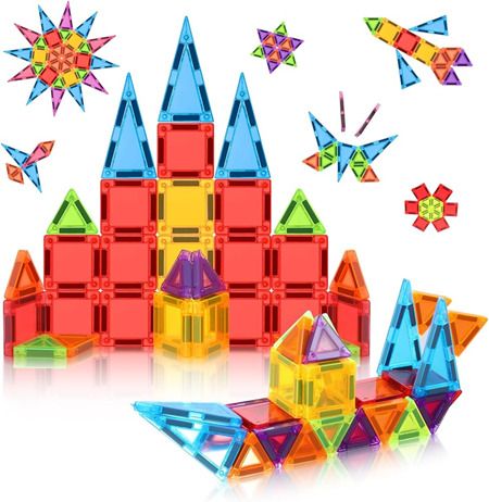 woodlebee 56 Pieces Mini Magnetic Tiles Travel Set-picture-36