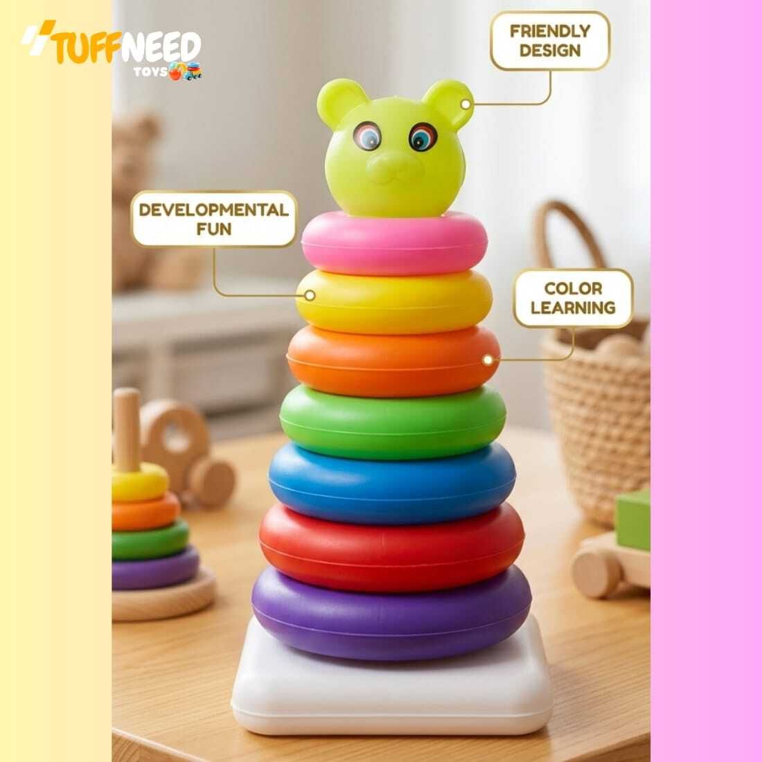 tuffneed toys Plastic Teddy Rings, Multicolour, Jumbo Stack up, Big Size Ring-picture-22