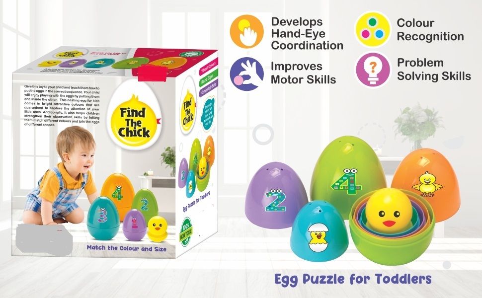 Find The Chick In Egg Nesting Toy - Helps In Motor Skills & Early-image-18