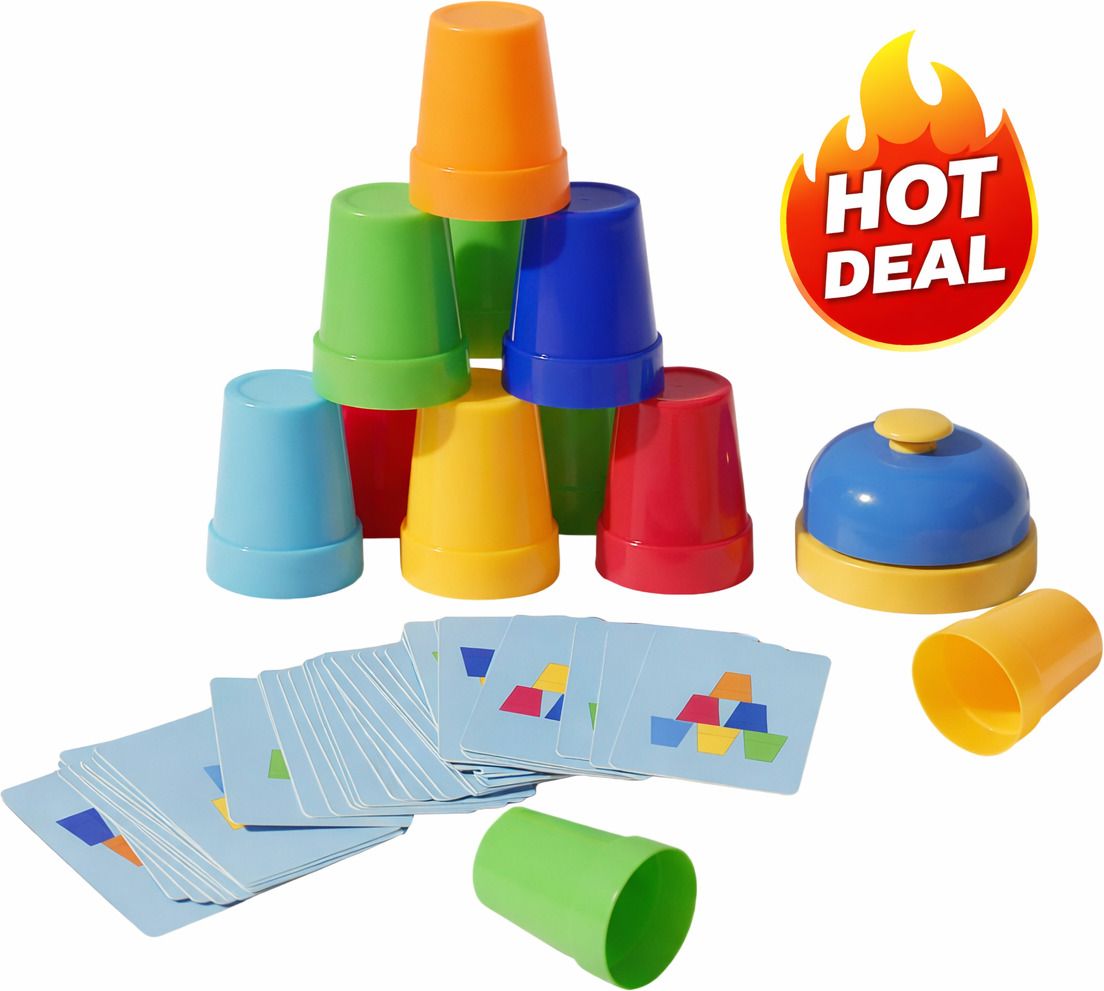 countrylink Kids Stacking Cups Challenge with Pattern Cards and Bell-picture-12