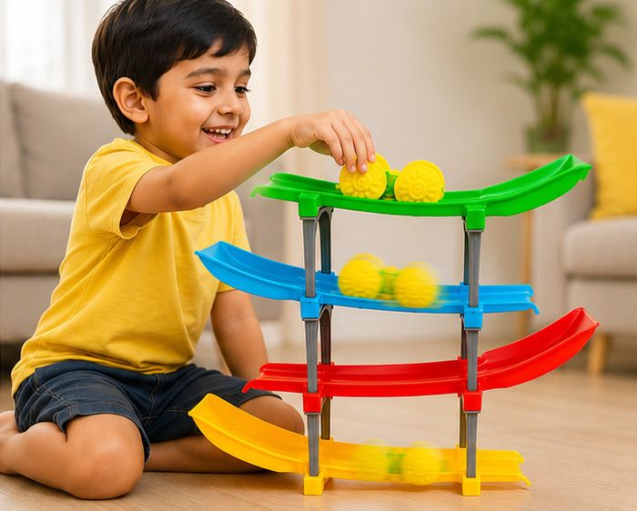 joyloot 4-Level Racing Track Toy with 2 Cars | Colorful Zig Zag Ramp Racer-picture-26