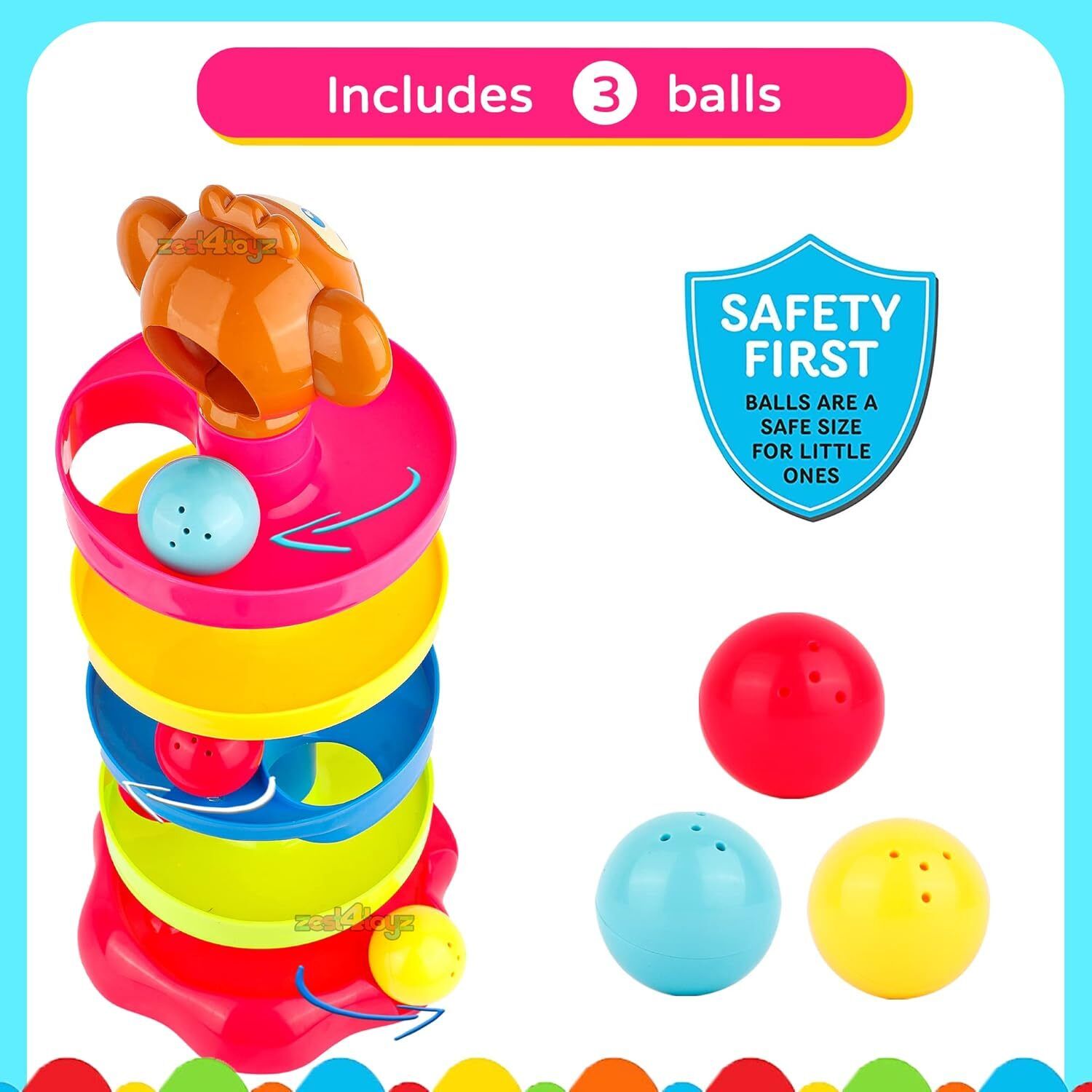 jipsy 5-Layer Ball Stack, Drop & Roll Fun with 3 Spinning Acrylic Activity Balls-picture-44
