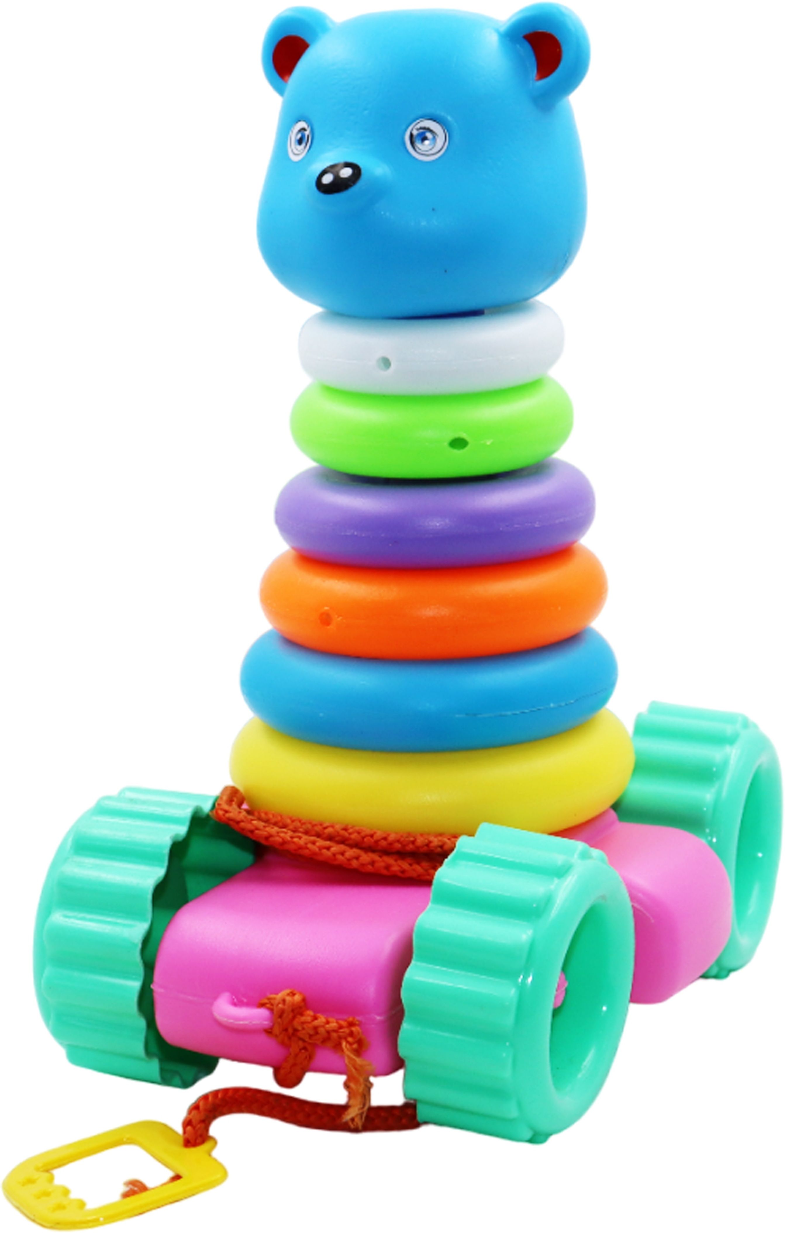 Toddler Trolly Pull Along and Toddler Stacking Ring 2in1 Educational Toy Set