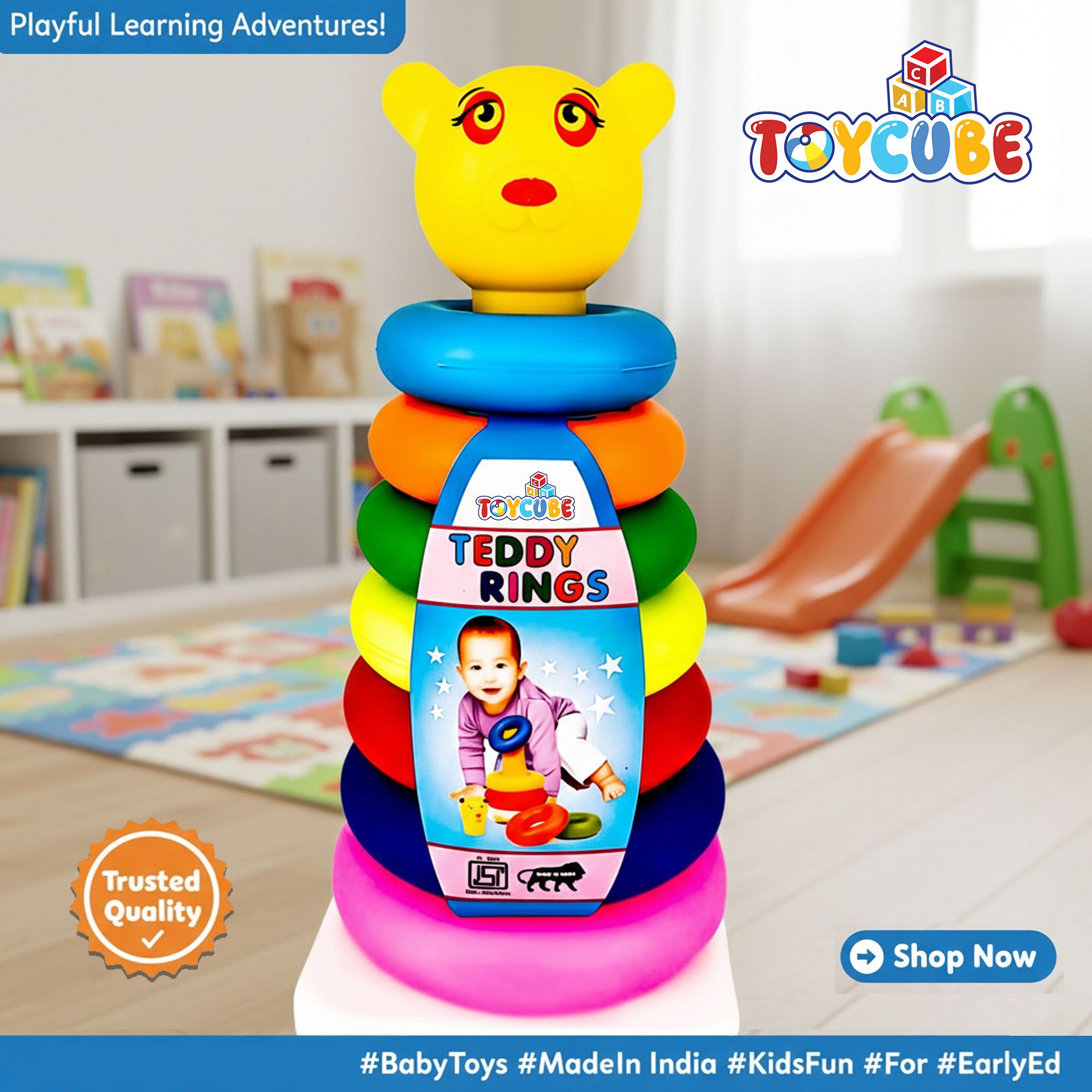 toycube Teddy 7 Rings Stacking Toy | Jumbo Ring Stacker Educational Toy-picture-24