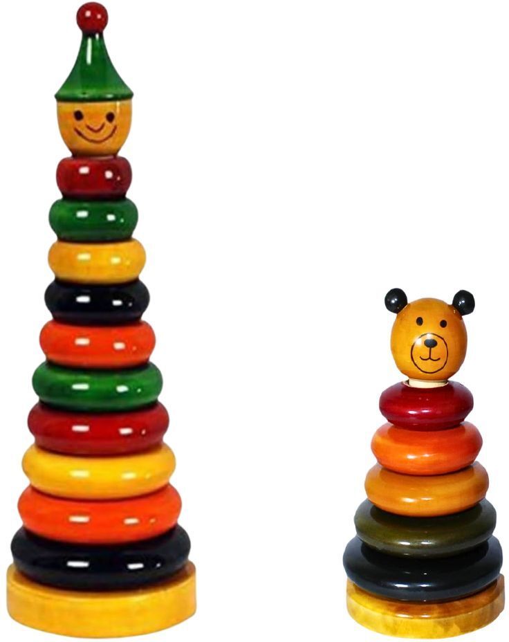 knk infotain Wooden Ring Stacker Toy Set Montessori Learning Toy for Kids (2 Pieces)-picture-48