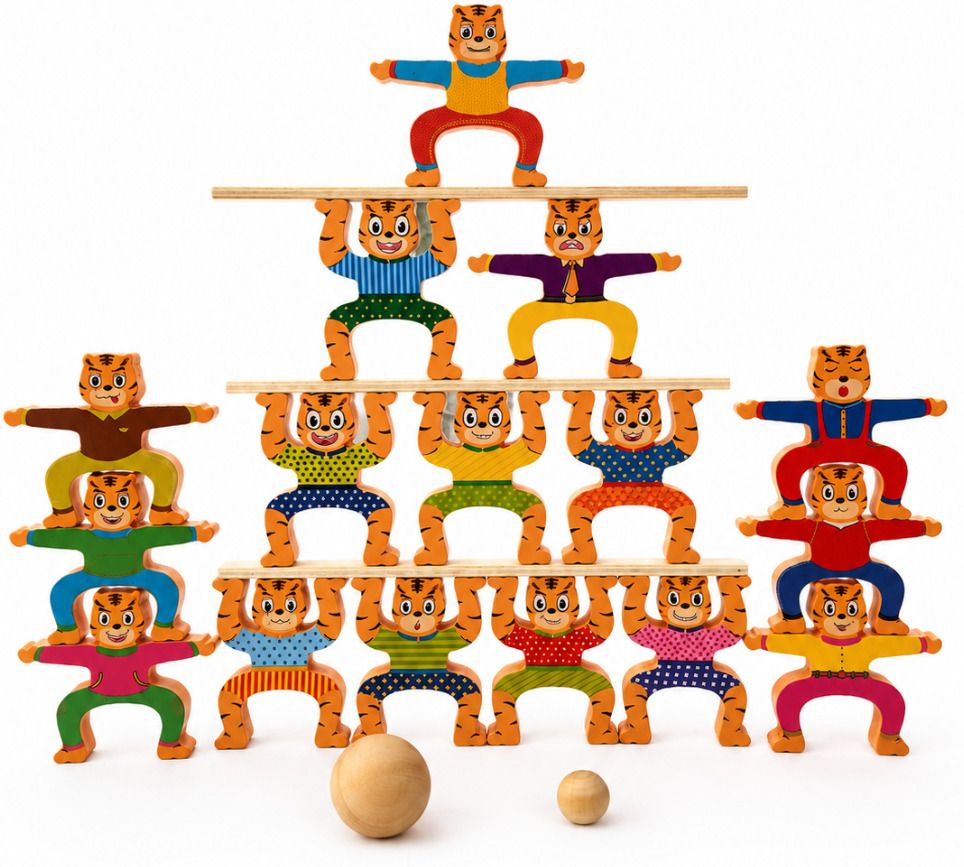 kleg Wooden Tiger Stacking Game for kids | Animal Balance Building Blocks Toy-picture-10
