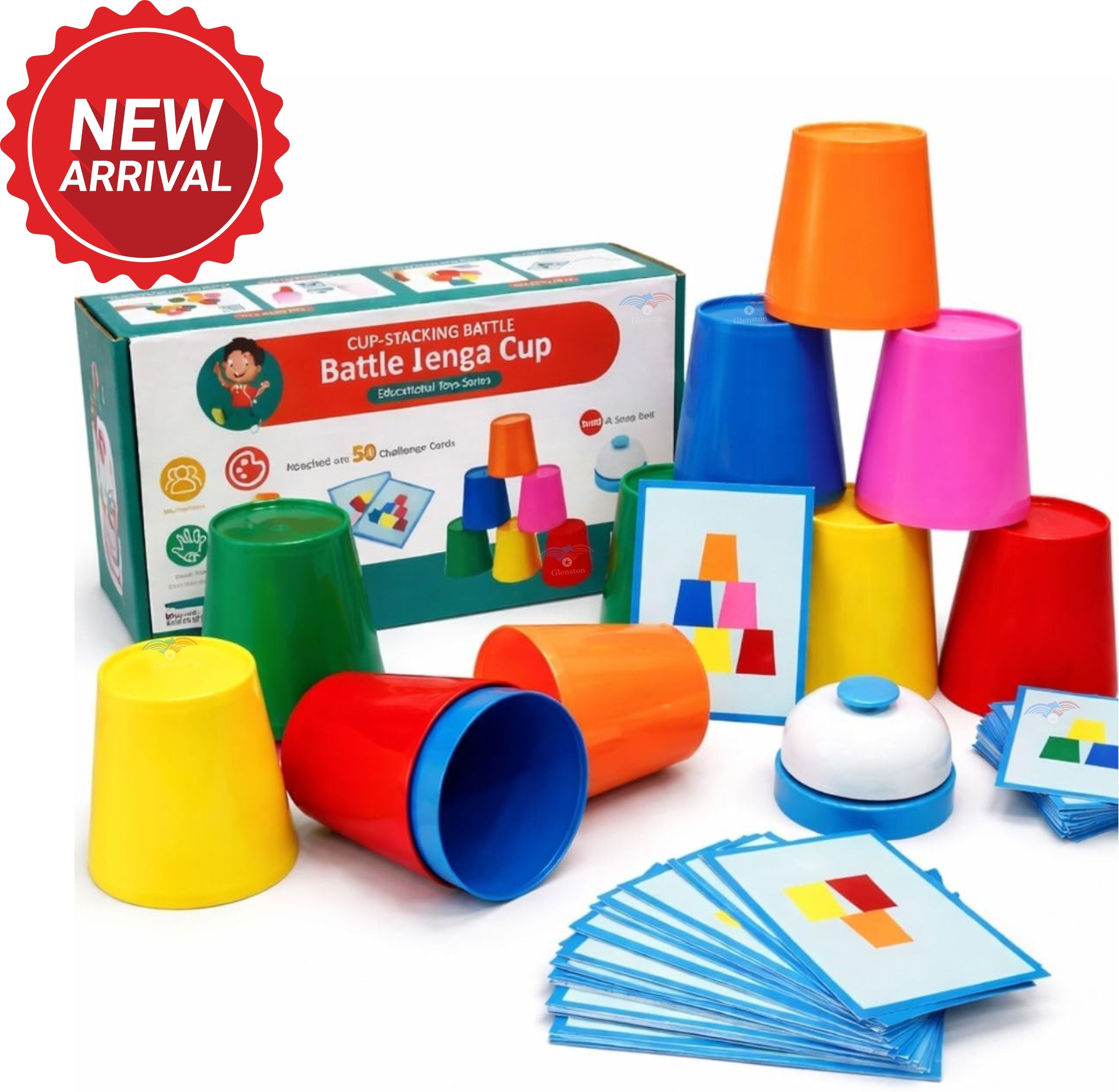 Speed Bell Cup Stacking Game with Challenge Cards for Brain Skill Activity-image-48